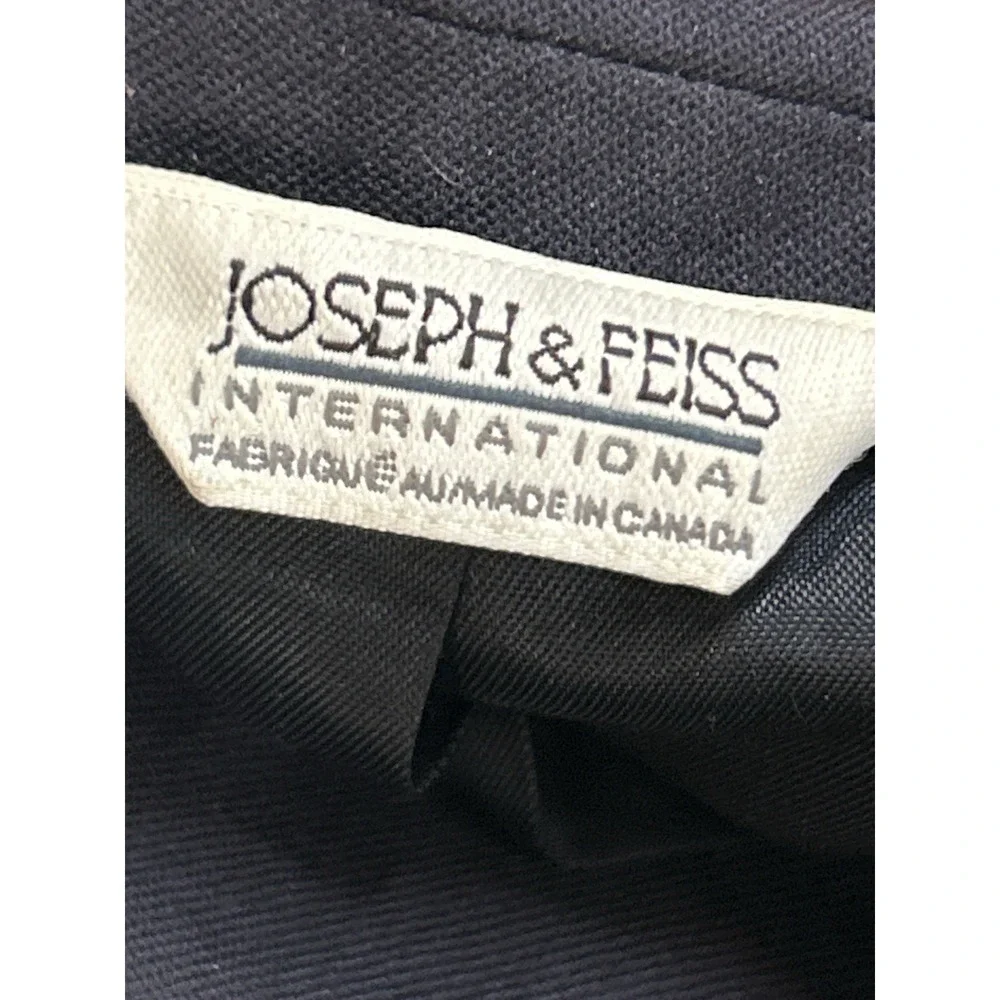Mens Navy Wool Blazer Gold Crest Buttons 43R Joseph & Feiss 2 Btn Sport Coat